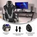 Flash Furniture CH-187230-GY-RLB-GG Swivel Gaming Chair - LeatherSoft Back & Seat, Black/Gray thumbnail 5