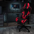 Flash Furniture CH-187230-RED-GG Swivel Racing Gaming Chair w/ Footrest - Black & Red LeatherSoft, Black Base w/ Casters thumbnail 11