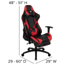 Flash Furniture CH-187230-RED-GG Swivel Racing Gaming Chair w/ Footrest - Black & Red LeatherSoft, Black Base w/ Casters thumbnail 2