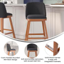 Flash Furniture CH-192162X000-30-CHAR-GG 40 3/4" Bar Stool w/ Upholstered Faux Linen Back & Seat, Charcoal thumbnail 4