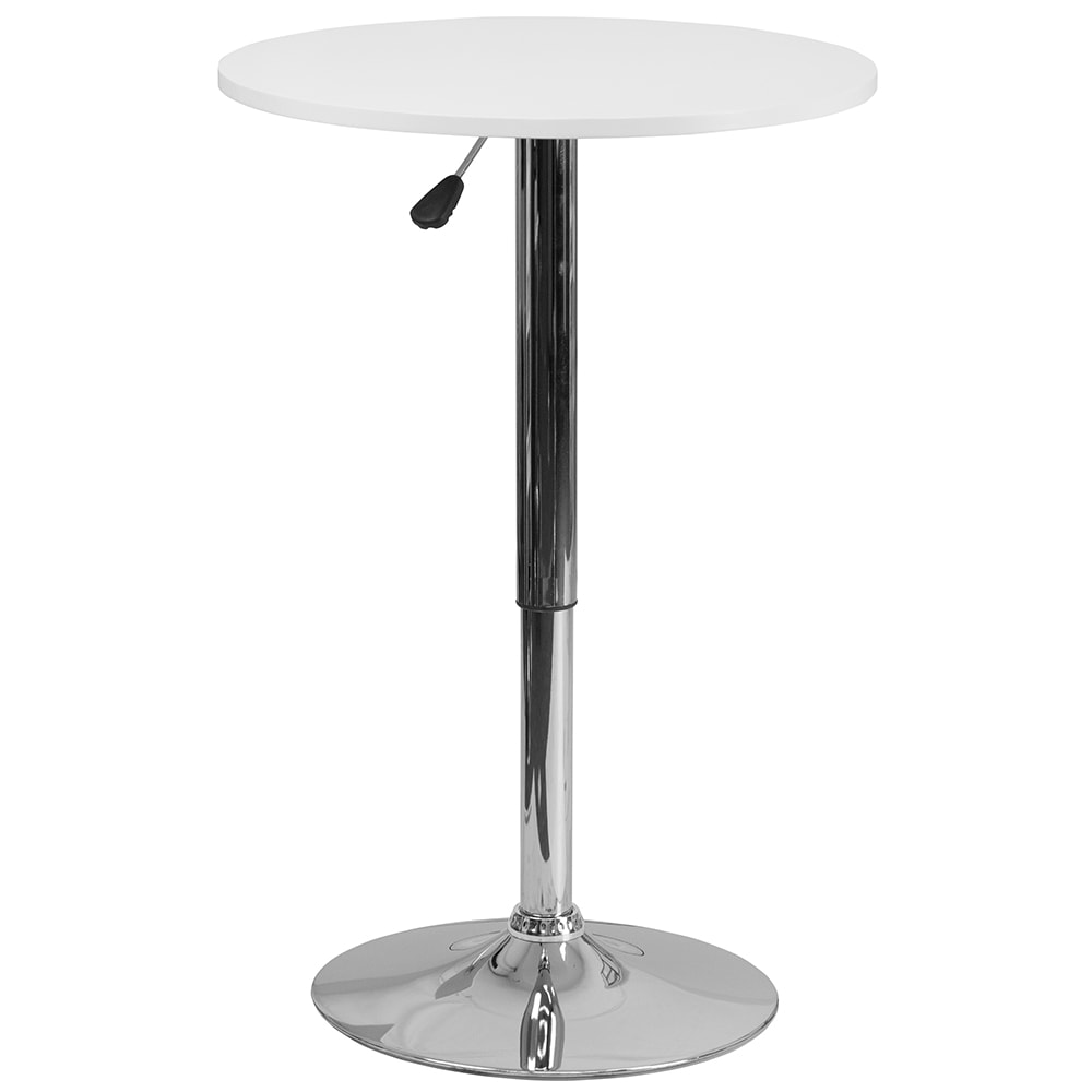 Flash Furniture CH-2-GG 23 3/4" Round Table w/ White Wood Swivel Top - Chrome Base