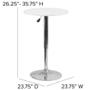 Flash Furniture CH-2-GG 23 3/4" Round Table w/ White Wood Swivel Top - Chrome Base thumbnail 3