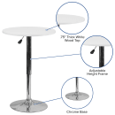 Flash Furniture CH-2-GG 23 3/4" Round Table w/ White Wood Swivel Top - Chrome Base thumbnail 4