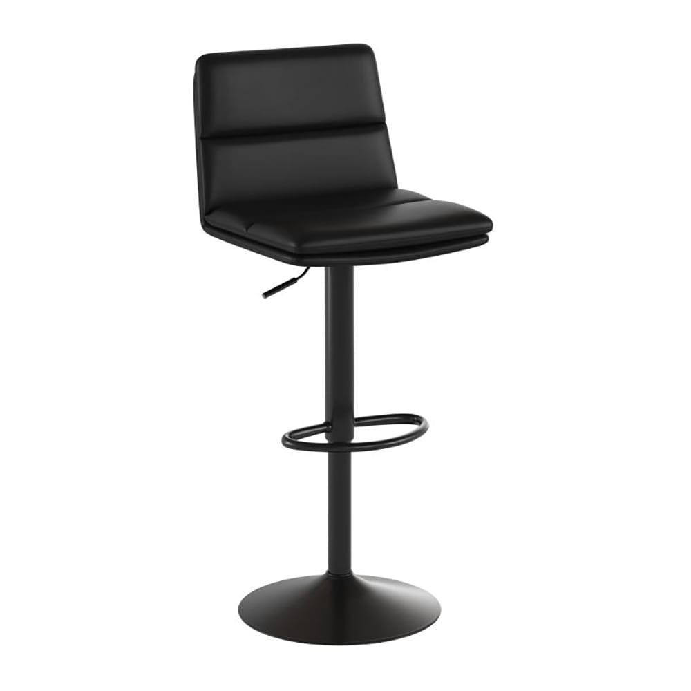 Flash Furniture CH-202071-BK-GG Swivel Bar Stool w/ Black LeatherSoft Upholstered Back & Seat, Black
