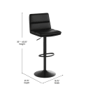 Flash Furniture CH-202071-BK-GG Swivel Bar Stool w/ Black LeatherSoft Upholstered Back & Seat, Black thumbnail 2