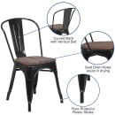 Flash Furniture CH-31230-BK-WD-GG Stacking Side Chair w/ Vertical Slat Back & Wood Seat - Steel, Black thumbnail 6
