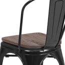 Flash Furniture CH-31230-BK-WD-GG Stacking Side Chair w/ Vertical Slat Back & Wood Seat - Steel, Black thumbnail 8