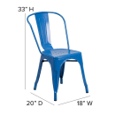 Flash Furniture CH-31230-BL-PL1T-GG Stacking Chair w/ Vertical Slat Back & Wood Seat - Steel, Blue thumbnail 2
