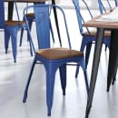 Flash Furniture CH-31230-BL-PL1T-GG Stacking Chair w/ Vertical Slat Back & Wood Seat - Steel, Blue thumbnail 3