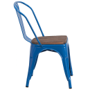 Flash Furniture CH-31230-BL-WD-GG Stacking Side Chair w/ Vertical Slat Back & Wood Seat - Steel, Blue thumbnail 2