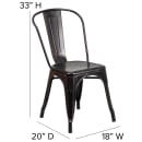Flash Furniture CH-31230-BQ-GG Stacking Side Chair w/ Vertical Slat Back - Steel, Black & Antique Gold thumbnail 2