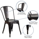 Flash Furniture CH-31230-BQ-GG Stacking Side Chair w/ Vertical Slat Back - Steel, Black & Antique Gold thumbnail 6