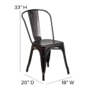 Flash Furniture CH-31230-BQ-PL1B-GG Stacking Side Chair w/ Vertical Slat Back & Wood Seat - Steel, Black & Antique Gold thumbnail 2