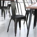 Flash Furniture CH-31230-BQ-PL1B-GG Stacking Side Chair w/ Vertical Slat Back & Wood Seat - Steel, Black & Antique Gold thumbnail 3