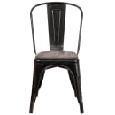 Flash Furniture CH-31230-BQ-WD-GG Stacking Side Chair w/ Vertical Slat Back & Wood Seat - Steel, Black & Antique Gold thumbnail 5