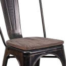 Flash Furniture CH-31230-BQ-WD-GG Stacking Side Chair w/ Vertical Slat Back & Wood Seat - Steel, Black & Antique Gold thumbnail 7