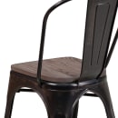 Flash Furniture CH-31230-BQ-WD-GG Stacking Side Chair w/ Vertical Slat Back & Wood Seat - Steel, Black & Antique Gold thumbnail 8