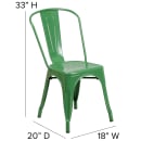 Flash Furniture CH-31230-GN-GG Stacking Side Chair w/ Vertical Slat Back - Steel, Green thumbnail 2