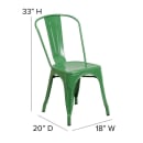 Flash Furniture CH-31230-GN-PL1T-GG Stacking Chair w/ Vertical Slat Back & Wood Seat - Steel, Green thumbnail 2