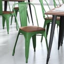 Flash Furniture CH-31230-GN-PL1T-GG Stacking Chair w/ Vertical Slat Back & Wood Seat - Steel, Green thumbnail 3