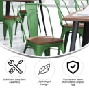 Flash Furniture CH-31230-GN-PL1T-GG Stacking Chair w/ Vertical Slat Back & Wood Seat - Steel, Green thumbnail 5