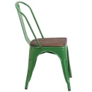 Flash Furniture CH-31230-GN-WD-GG Stacking Side Chair w/ Vertical Slat Back & Wood Seat - Steel, Green thumbnail 2