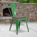 Flash Furniture CH-31230-GN-WD-GG Stacking Side Chair w/ Vertical Slat Back & Wood Seat - Steel, Green thumbnail 5