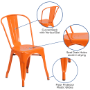 Flash Furniture CH-31230-OR-GG Stacking Side Chair w/ Vertical Slat Back - Steel, Orange thumbnail 6