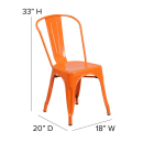 Flash Furniture CH-31230-OR-PL1T-GG Stacking Chair w/ Vertical Slat Back & Wood Seat - Steel, Orange thumbnail 2