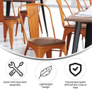 Flash Furniture CH-31230-OR-PL1T-GG Stacking Chair w/ Vertical Slat Back & Wood Seat - Steel, Orange thumbnail 5