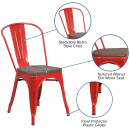 Flash Furniture CH-31230-RED-WD-GG Stacking Side Chair w/ Vertical Slat Back & Wood Seat - Steel, Red thumbnail 5