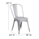 Flash Furniture CH-31230-SIL-PL1G-GG Stacking Chair w/ Vertical Slat Back & Wood Seat - Steel, Silver thumbnail 2