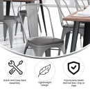 Flash Furniture CH-31230-SIL-PL1G-GG Stacking Chair w/ Vertical Slat Back & Wood Seat - Steel, Silver thumbnail 5