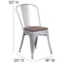 Flash Furniture CH-31230-SIL-WD-GG Stacking Side Chair w/ Vertical Slat Back & Wood Seat - Steel, Silver thumbnail 2