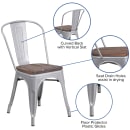 Flash Furniture CH-31230-SIL-WD-GG Stacking Side Chair w/ Vertical Slat Back & Wood Seat - Steel, Silver thumbnail 6