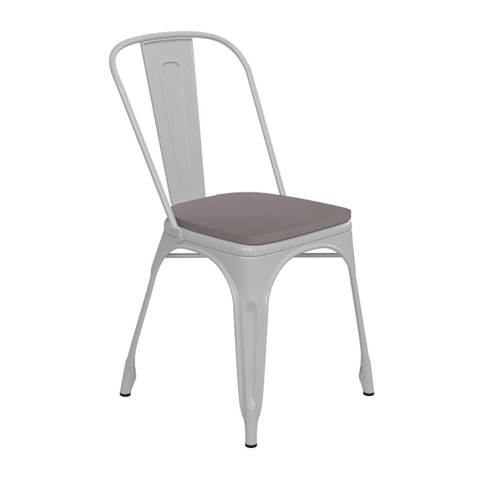 Flash Furniture CH-31230-WH-PL1G-GG Stacking Chair w/ Vertical Slat Back & Wood Seat - Steel, White