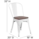 Flash Furniture CH-31230-WH-WD-GG Stacking Side Chair w/ Vertical Slat Back & Wood Seat - Steel, White thumbnail 2