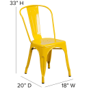 Flash Furniture CH-31230-YL-GG Stacking Side Chair w/ Vertical Slat Back - Steel, Yellow thumbnail 2
