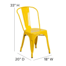 Flash Furniture CH-31230-YL-PL1T-GG Stacking Chair w/ Vertical Slat Back & Wood Seat - Steel, Yellow thumbnail 2