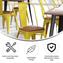 Flash Furniture CH-31230-YL-PL1T-GG Stacking Chair w/ Vertical Slat Back & Wood Seat - Steel, Yellow thumbnail 5