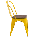 Flash Furniture CH-31230-YL-WD-GG Stacking Side Chair w/ Vertical Slat Back & Wood Seat - Steel, Yellow thumbnail 3