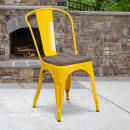 Flash Furniture CH-31230-YL-WD-GG Stacking Side Chair w/ Vertical Slat Back & Wood Seat - Steel, Yellow thumbnail 9