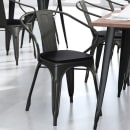 Flash Furniture CH-31270-BK-PL1B-GG Stacking Armchair w/ Vertical Slat Back & Wood Seat - Steel, Black thumbnail 3