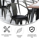 Flash Furniture CH-31270-BK-PL1B-GG Stacking Armchair w/ Vertical Slat Back & Wood Seat - Steel, Black thumbnail 5