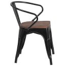 Flash Furniture CH-31270-BK-WD-GG Stacking Armchair w/ Vertical Slat Back & Wood Seat - Steel, Black thumbnail 3