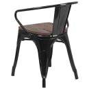 Flash Furniture CH-31270-BK-WD-GG Stacking Armchair w/ Vertical Slat Back & Wood Seat - Steel, Black thumbnail 4