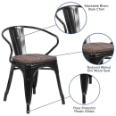 Flash Furniture CH-31270-BK-WD-GG Stacking Armchair w/ Vertical Slat Back & Wood Seat - Steel, Black thumbnail 6