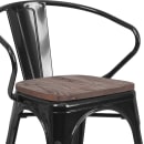 Flash Furniture CH-31270-BK-WD-GG Stacking Armchair w/ Vertical Slat Back & Wood Seat - Steel, Black thumbnail 7