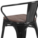 Flash Furniture CH-31270-BK-WD-GG Stacking Armchair w/ Vertical Slat Back & Wood Seat - Steel, Black thumbnail 8