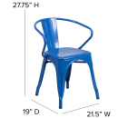 Flash Furniture CH-31270-BL-GG Armchair w/ Vertical Slat Back - Steel, Blue thumbnail 2
